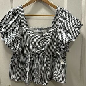 NWT Old Navy Blue Striped Peasant Blouse
